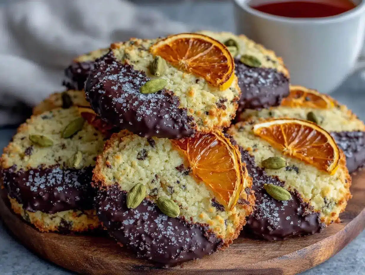 Einfache Orangen-Plätzchen mit Zartbitterschokolade und Kardamom preparation steps
