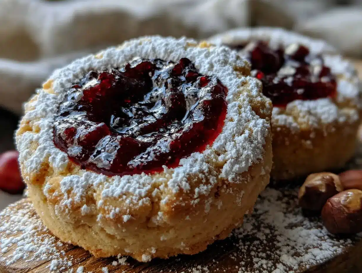 Haselnuss-Linzer mit Preiselbeerfüllung preparation steps